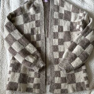 Pink Lily Sweater Cardigan Size S Brown/Cream